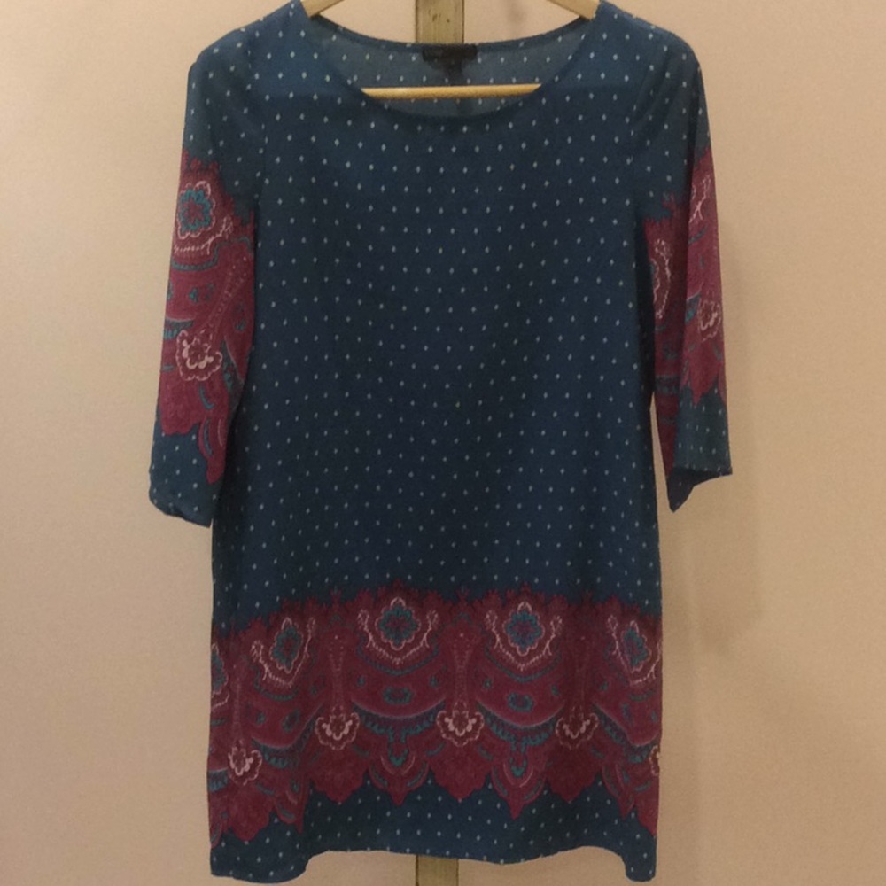 Feminine A Line Dress with 3/4 Sleeves